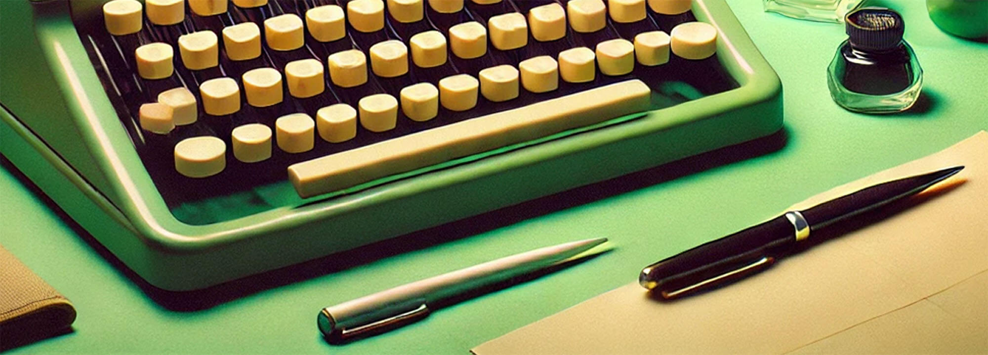 タイプライターや筆記用具のデザイン